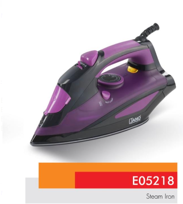 [E05218] STEAM IRON TEFLON COATING PLATE  WATT :2200 COLOR: BLACK Purple JANO